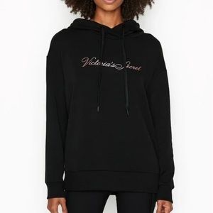 Victoria's Secret | Tops | Victorias Secret Black Hooded Sweatshirt Size  Large Hoodie Stretch Fleece Comfy | Poshmark